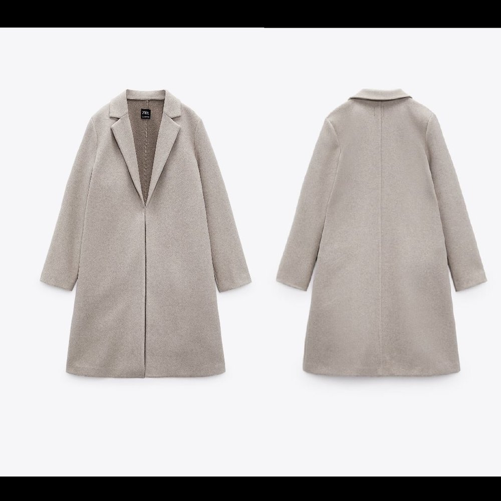 Zara Sand/ Marl Lapel Coat - NWOT
